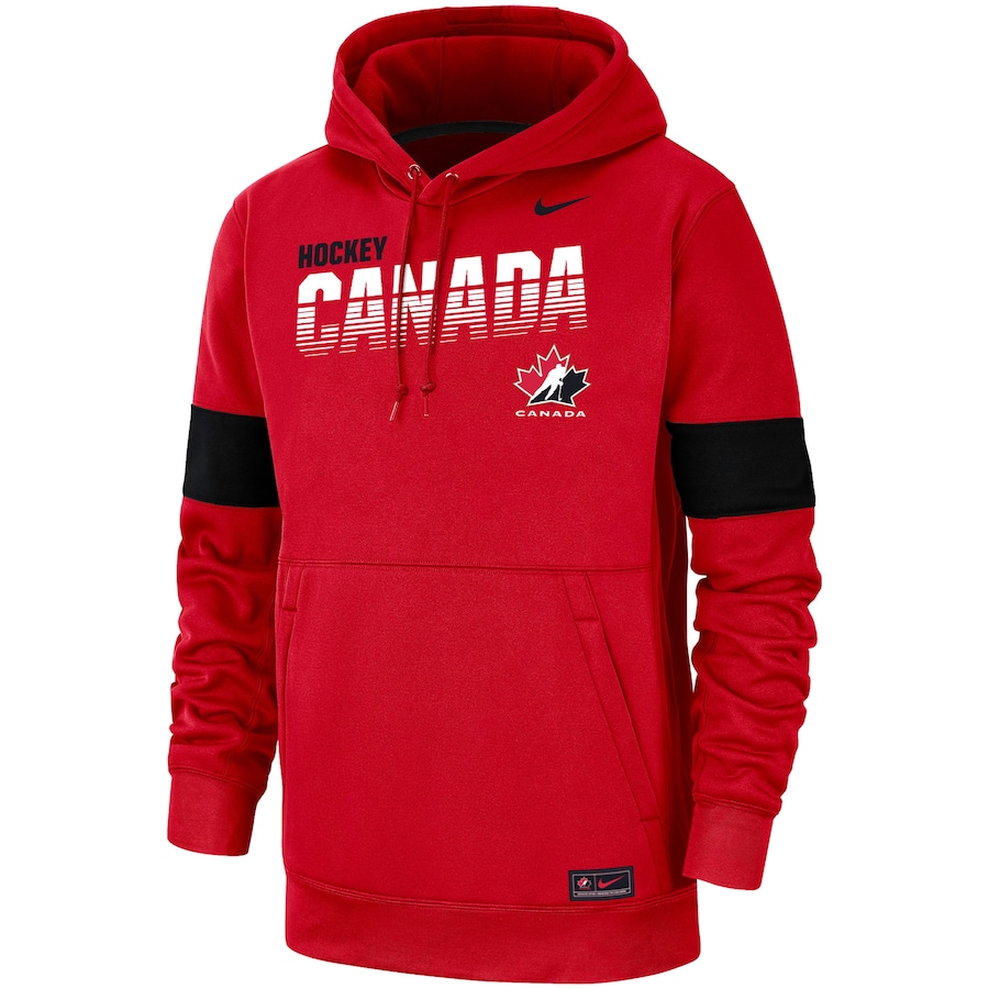 Men's Nike Red Hockey Canada Wordmark Performance Pullover Hoodie Sports Closet
