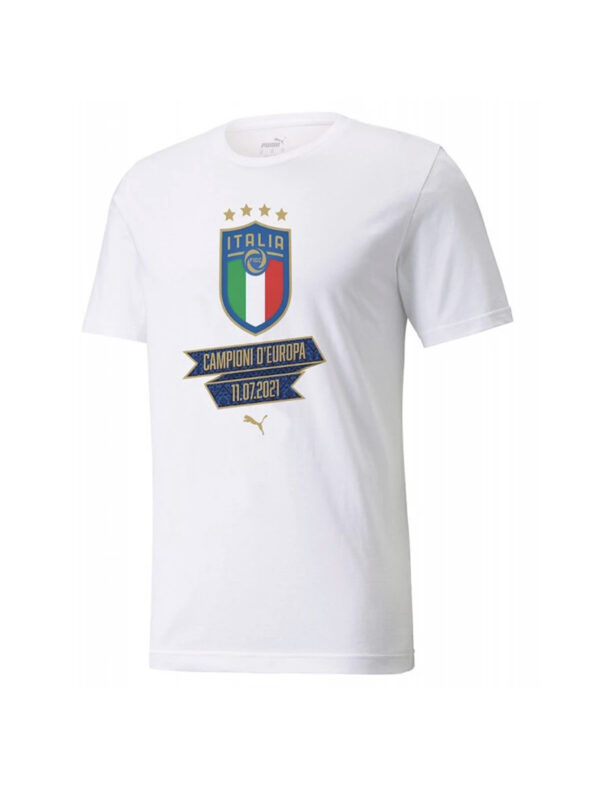 Men's Italy National Soccer Team 2020-21 Euro Champions Puma White T-Shirt  - Sports Closet
