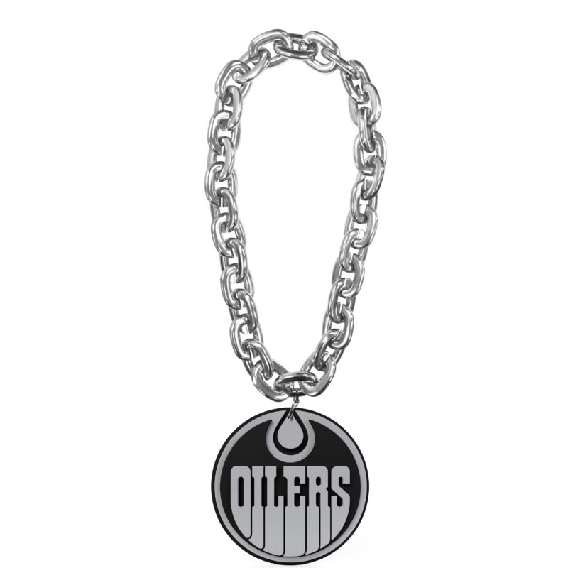 NHL Edmonton Oilers Silver Logo Silver Fan Chain Necklace Sports Closet