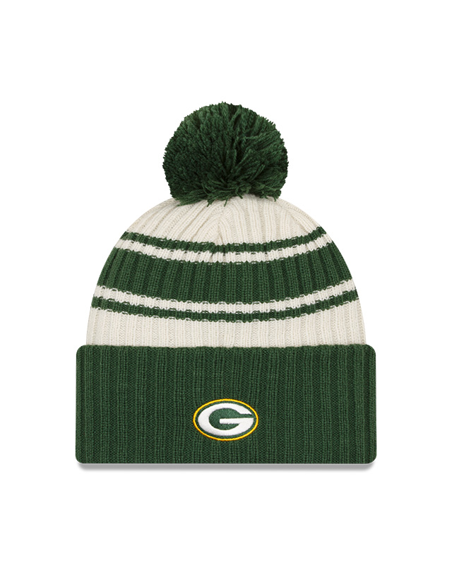 Green Bay Packers New Era 2022 Sideline Official Sport Cuffed Pom Knit Hat  Cream/Green
