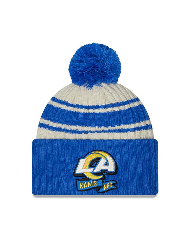 Los Angeles Rams New Era 2022 Sideline Official Sport Cuffed Pom Knit ...