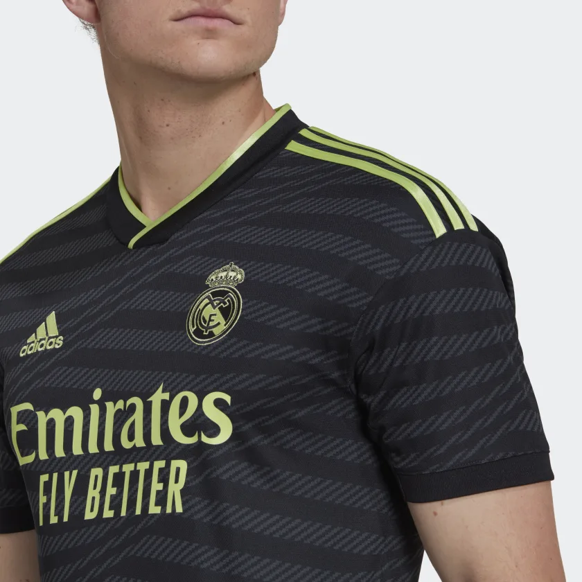 Men's Adidas Real Madrid 22/23 Third Replica Jersey - Black/Lime