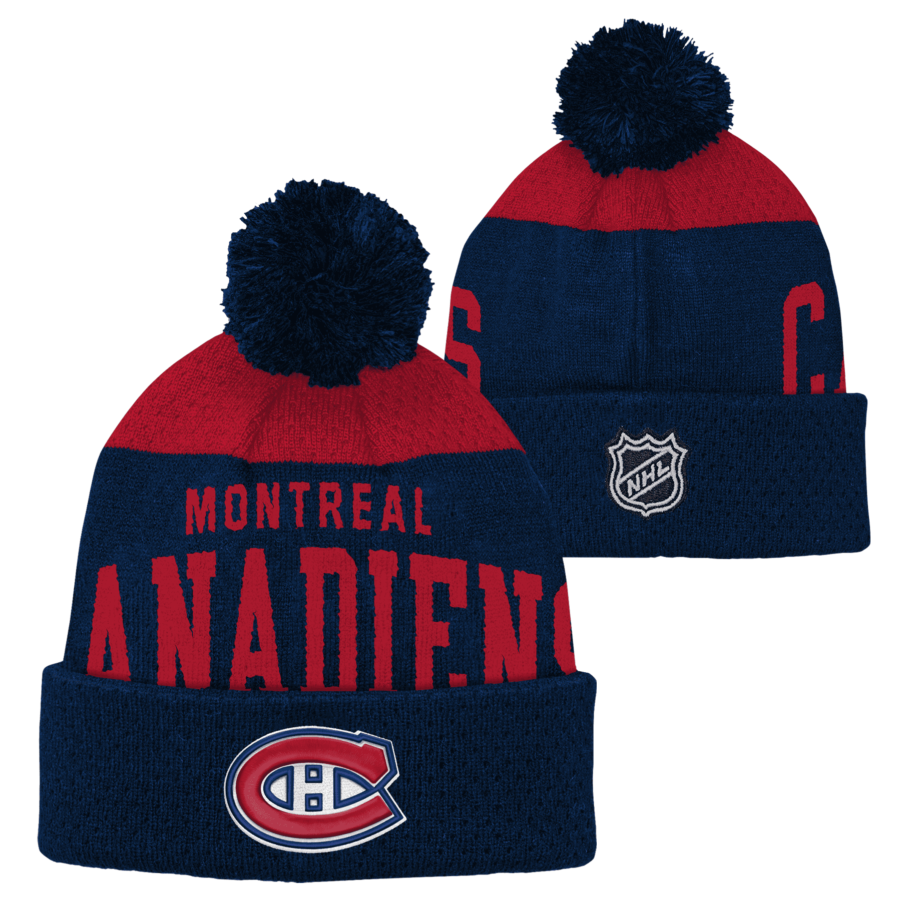 Youth Montreal Canadiens Navy/Red Stretchark Cuffed Knit Hat with