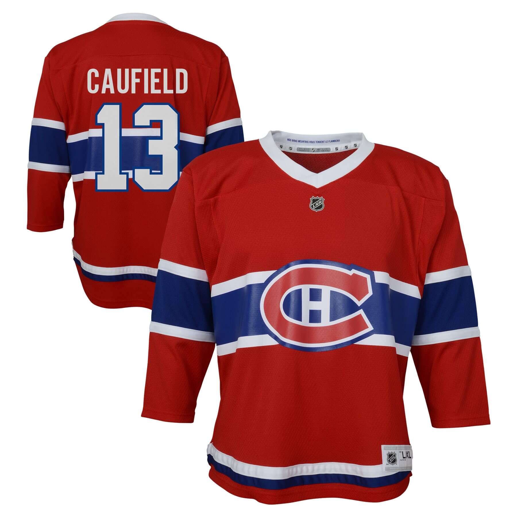 Child Montreal Canadiens Cole Caufield Home Red Premier Jersey