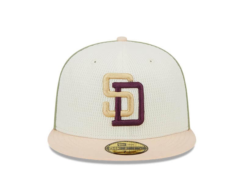 Casquette New Era San Diego Padres - Taille 7 1/2 - Blanc/sarcelle/rose - Patch Monaco - Occasion