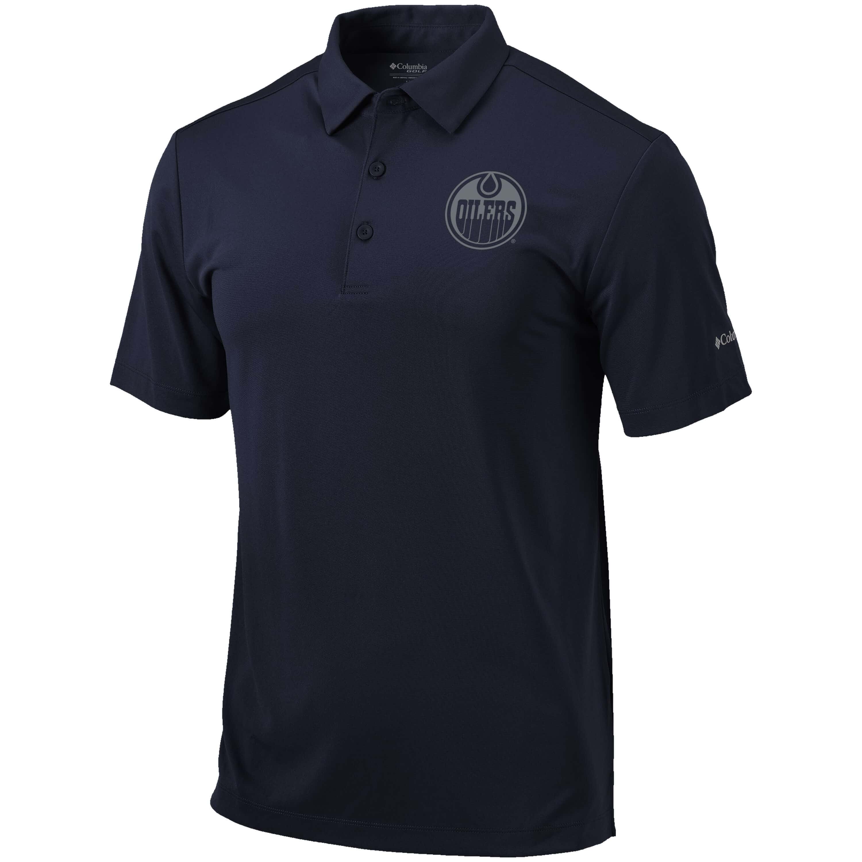 Men's Edmonton Oilers Columbia Polo - Navy - Sports Closet
