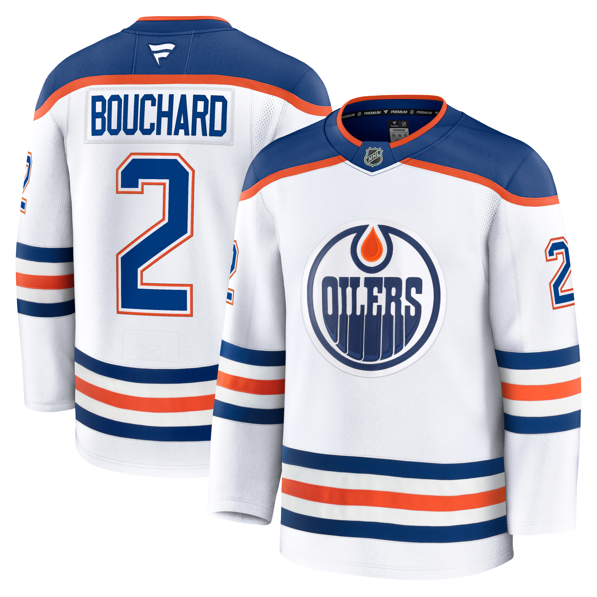 Evan Bouchard Edmonton Oilers Fanatics Away Premium Player Jersey with ON  ICE Cresting White