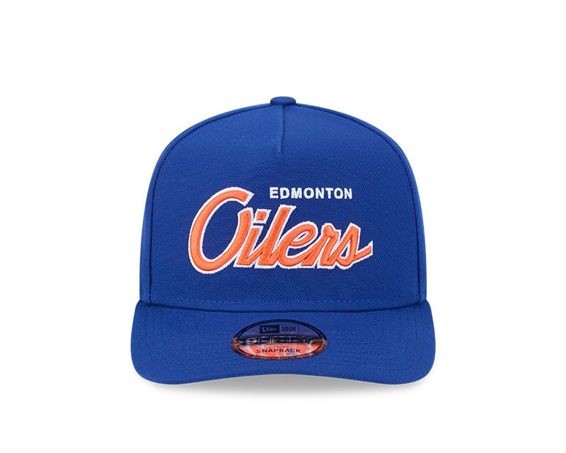 Edmonton Oilers New Era Script 9FIFTY A-Frame Snapback Adjustable Hat ...
