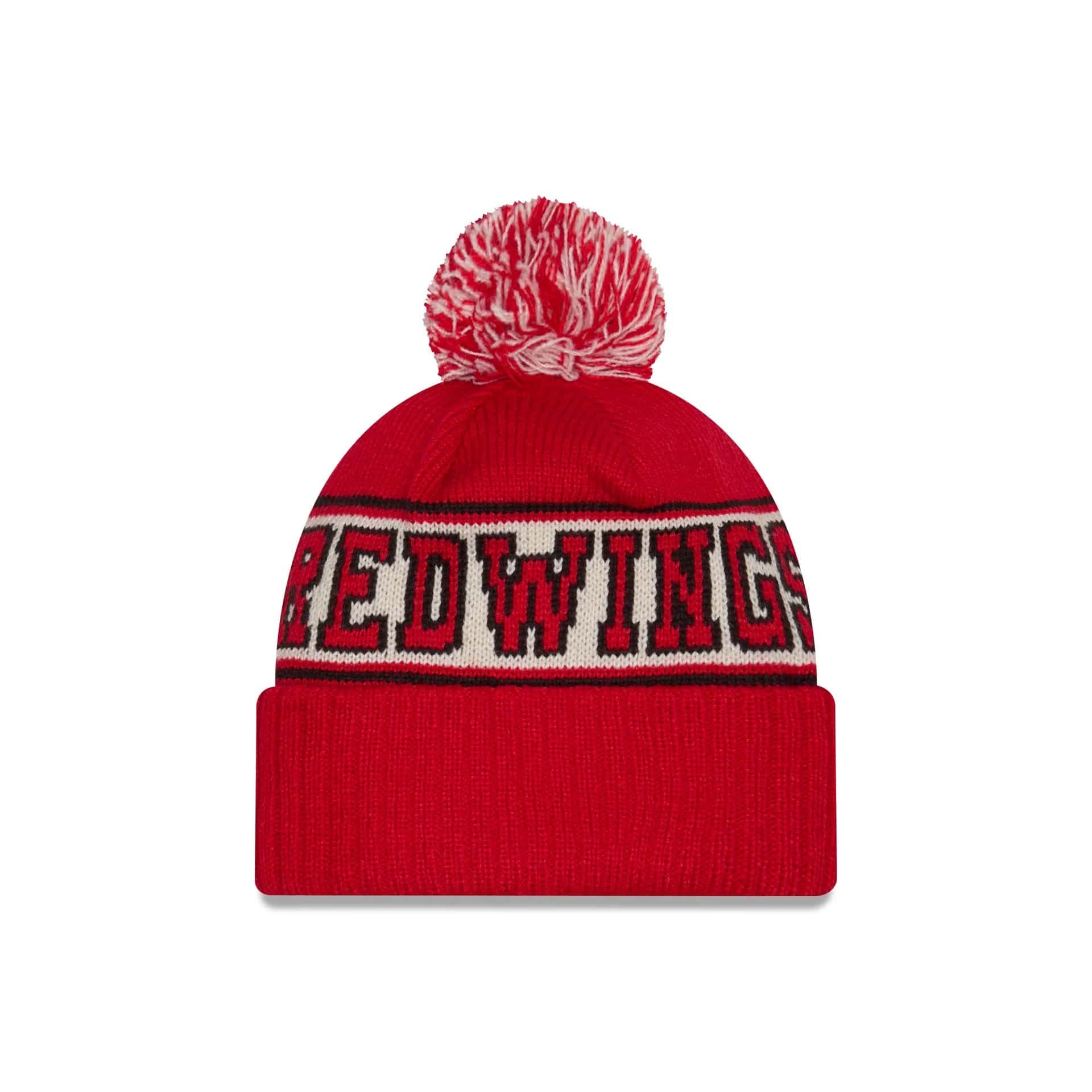 Detroit Red Wings New Era Retro Cuffed Knit Hat with Pom - Red