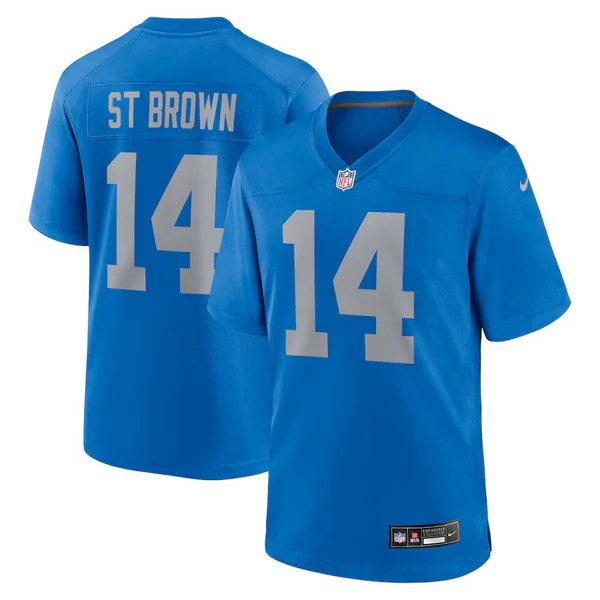 Men's Detroit Lions Amon-Ra Brown Nike Alternate Game Player Jersey  Blue