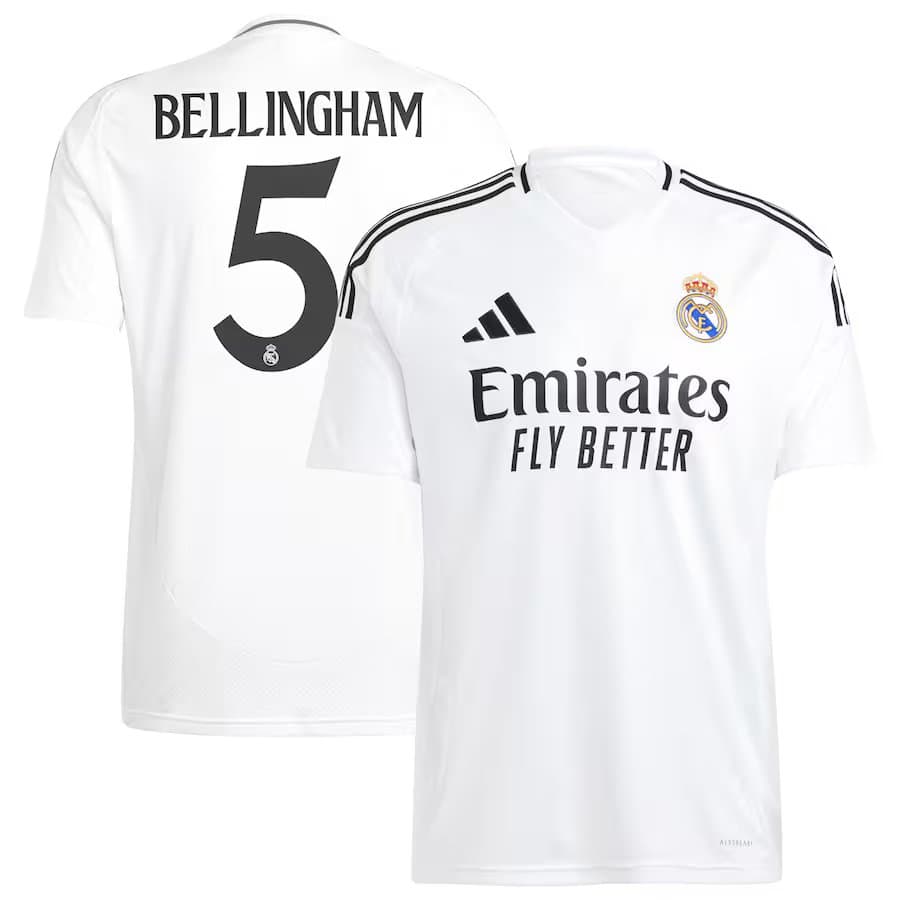未使用品！REAL MADRID BELLINGHAM 5 Mサイズ 24-25 Men's Jude Bellingham Real Madrid Adidas 24/25 Home Replica Jersey