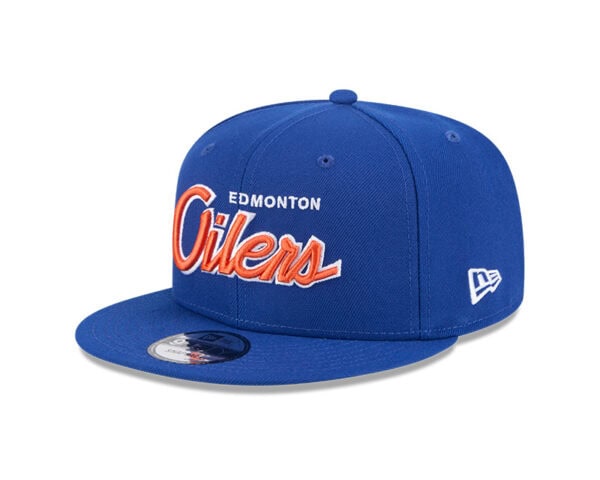 Edmonton Oilers New Era Script 9FIFTY Snapback Hat - Royal - Sports Closet