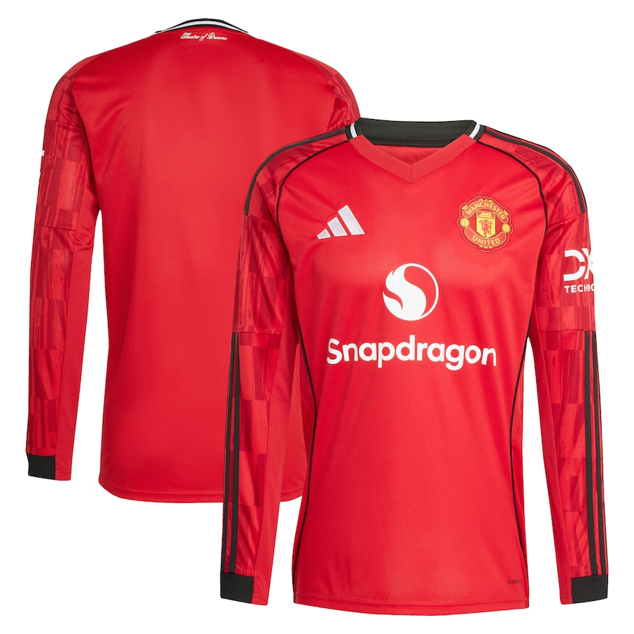 adidas Manchester United 2025赤 シャツ Men's Manchester United Adidas 2025/26 Home Long Sleeve