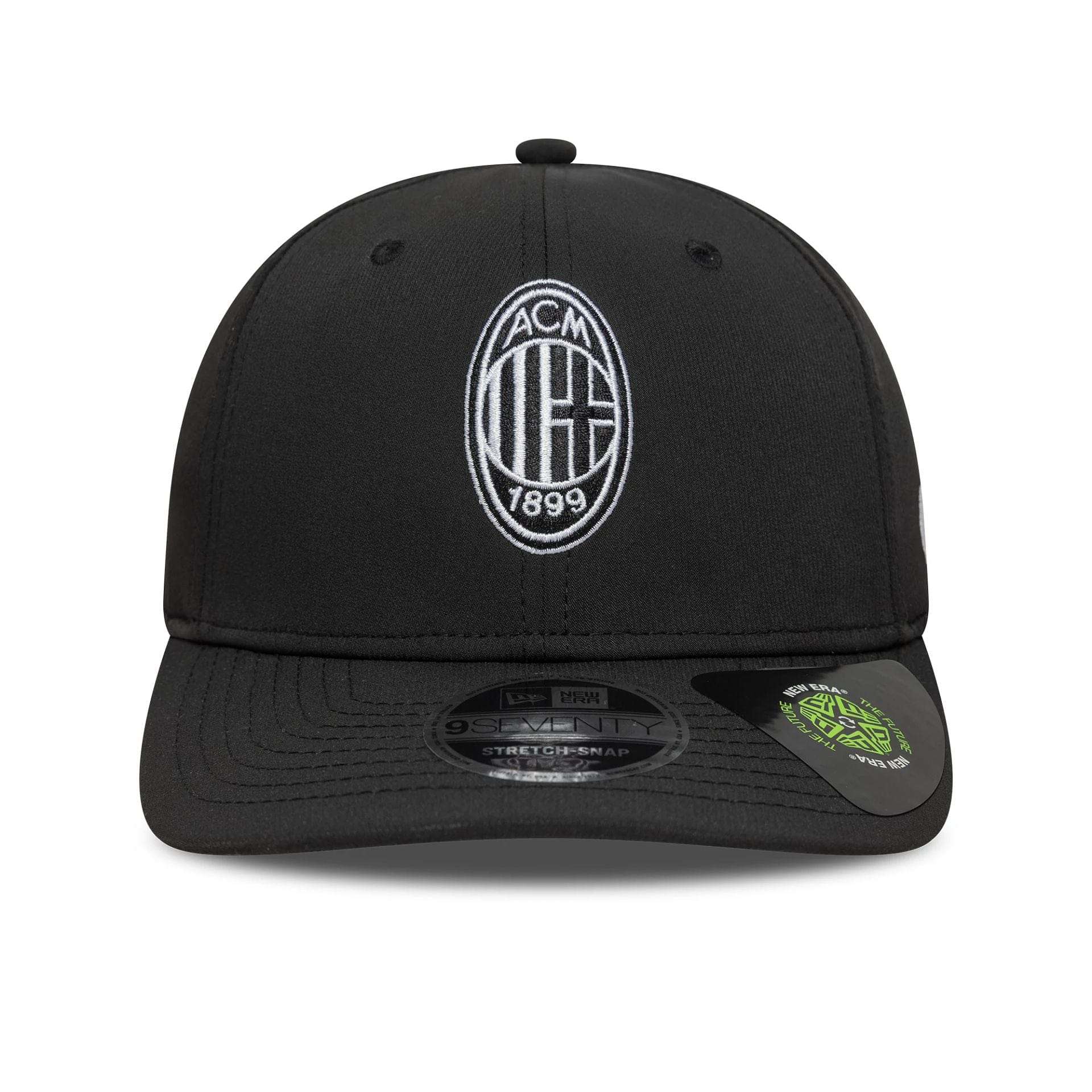 Casquette New Era 9Seventy Stretch Snap - AC Milan - Noir - Taille Unique Adulte - Couronne Fixe, Visière Incurvée