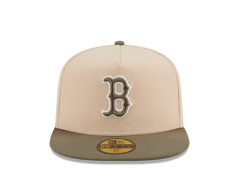 Boston Red Sox New Era Two-Tone Color Pack A-Frame 59FIFTY Fitted Hat  Cream/Olive