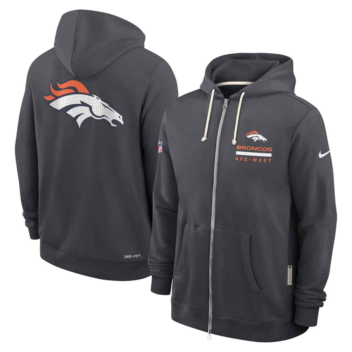 Men's Denver Broncos Nike 2025 NFL Sideline Bomber Jacket - Navy