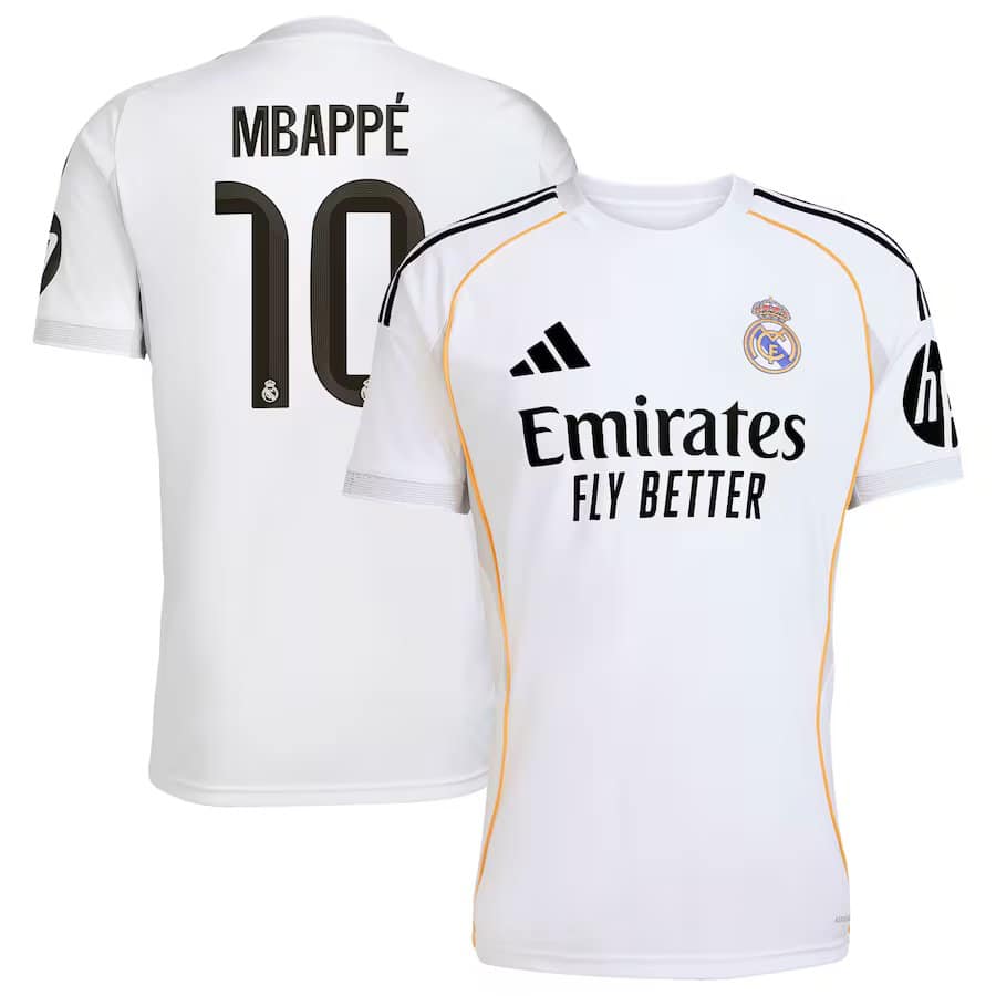 Men's Kylian Mbappé Real Madrid Adidas 2025/26 Home Replica Jersey