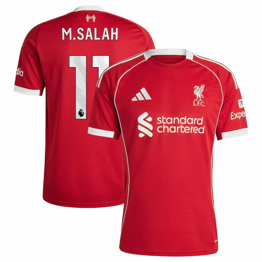 Men's Mohamed Salah Liverpool Adidas 2025/26 Home Replica Jersey