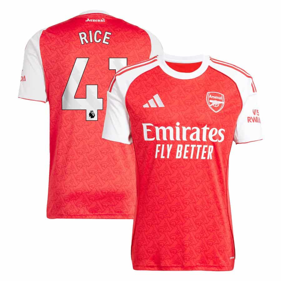 Men's Declan Rice Arsenal Adidas 2025/26 Home Replica Jersey - Red