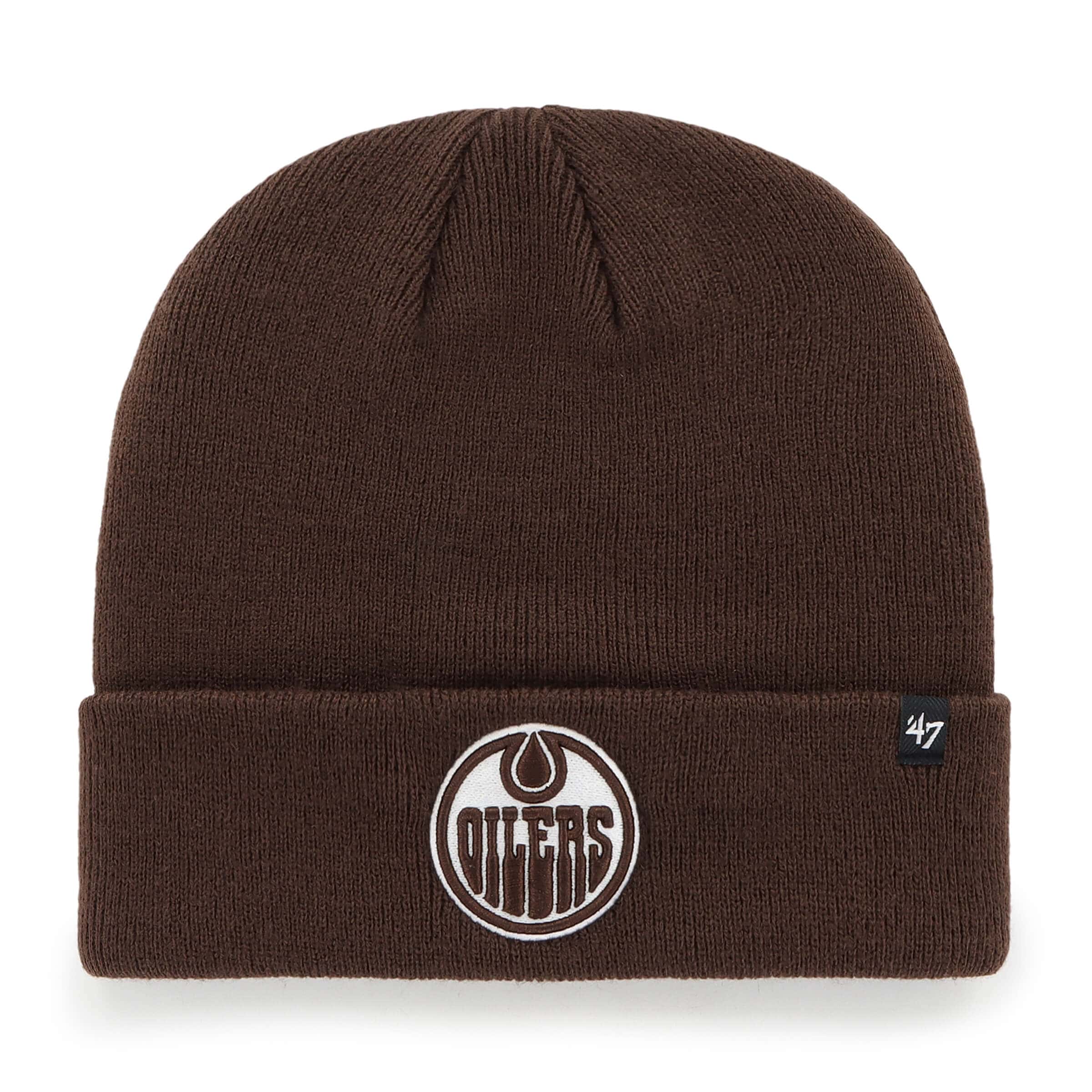 Edmonton Oilers '47 Brand Dark Chocolate Raised Cuffed Knit Hat