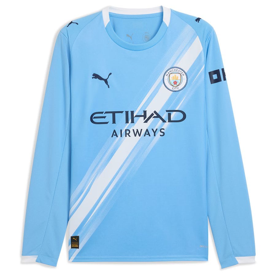 Men's Manchester City Puma 2025/26 Home Replica Long Sleeve Jersey
