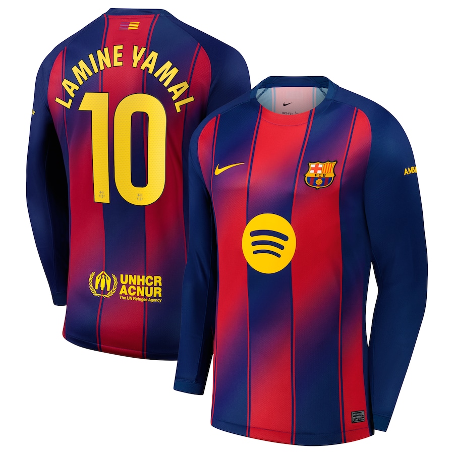 FC Barcelona 長袖ホームユニ Lamine Yamal Men's Lamine Yamal FC Barcelona 2025/26 Nike Home Stadium Replica
