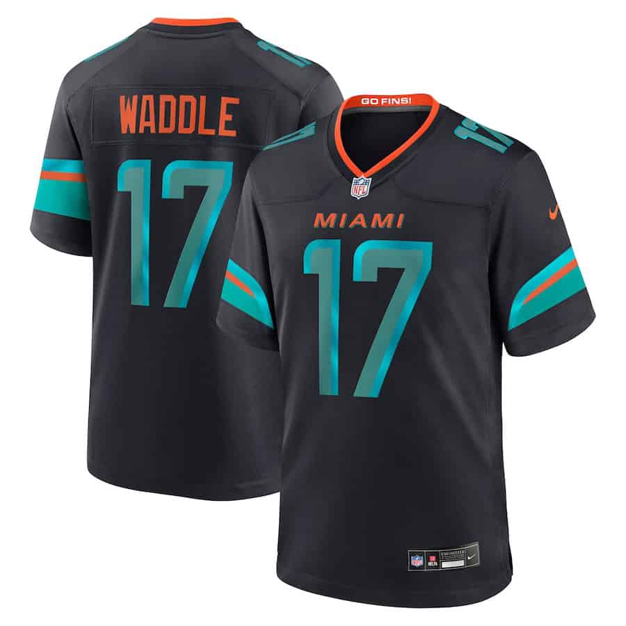 [最終価格] 新品Waddle #17 マイアミドルフィンズ　ジャージ NFL Men's Jaylen Waddle Miami Dolphins Nike 2025 Rivalries Collection