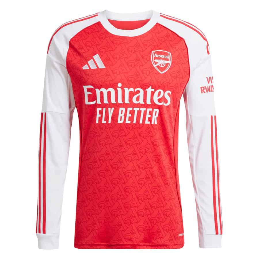 Men's Arsenal Adidas 2025/26 Home Long Sleeve Replica Jersey - Red