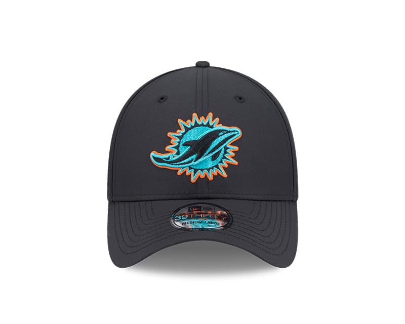 Miami Dolphins New Era Night 39THIRTY Flex Hat - Black - Sports Closet