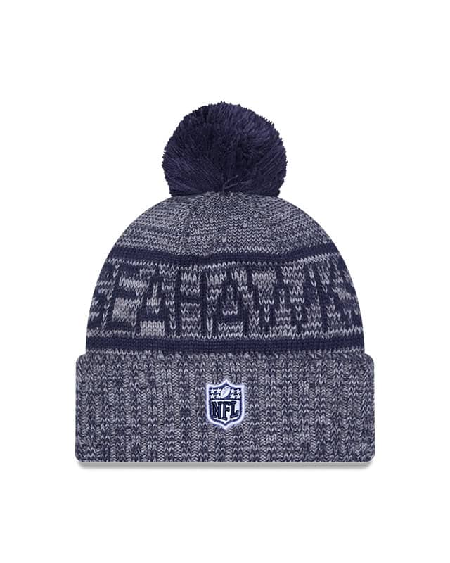 Seattle Seahawks New Era 2025 Sideline Cuffed Knit Hat with Pom