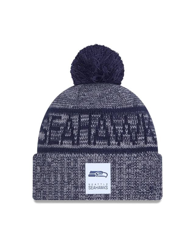 Seattle Seahawks New Era 2025 Sideline Cuffed Knit Hat with Pom