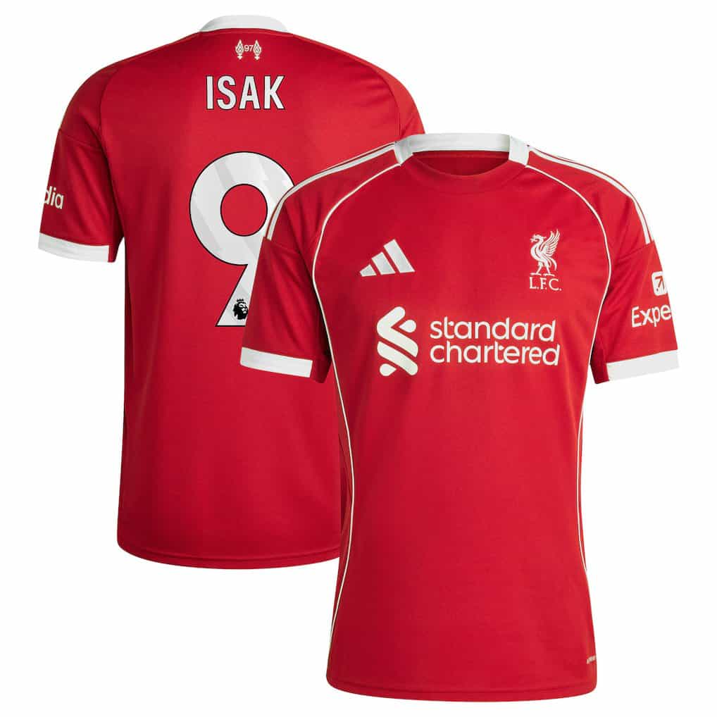 Liverpool 25/26 ホーム　ISAK 9 オーセンティック Men's Alexander Isak Liverpool Adidas 2025/26 Home Replica Jersey