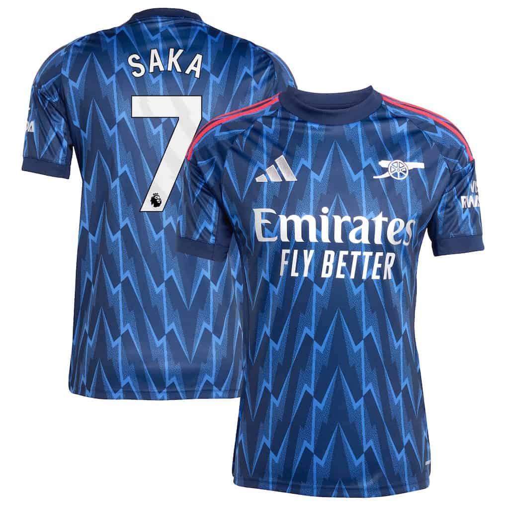 アーセナル25/26 3rdユニホーム　SAKA 7 アーセナル 2025-26 ホームユニフォーム Saka 7 プリント