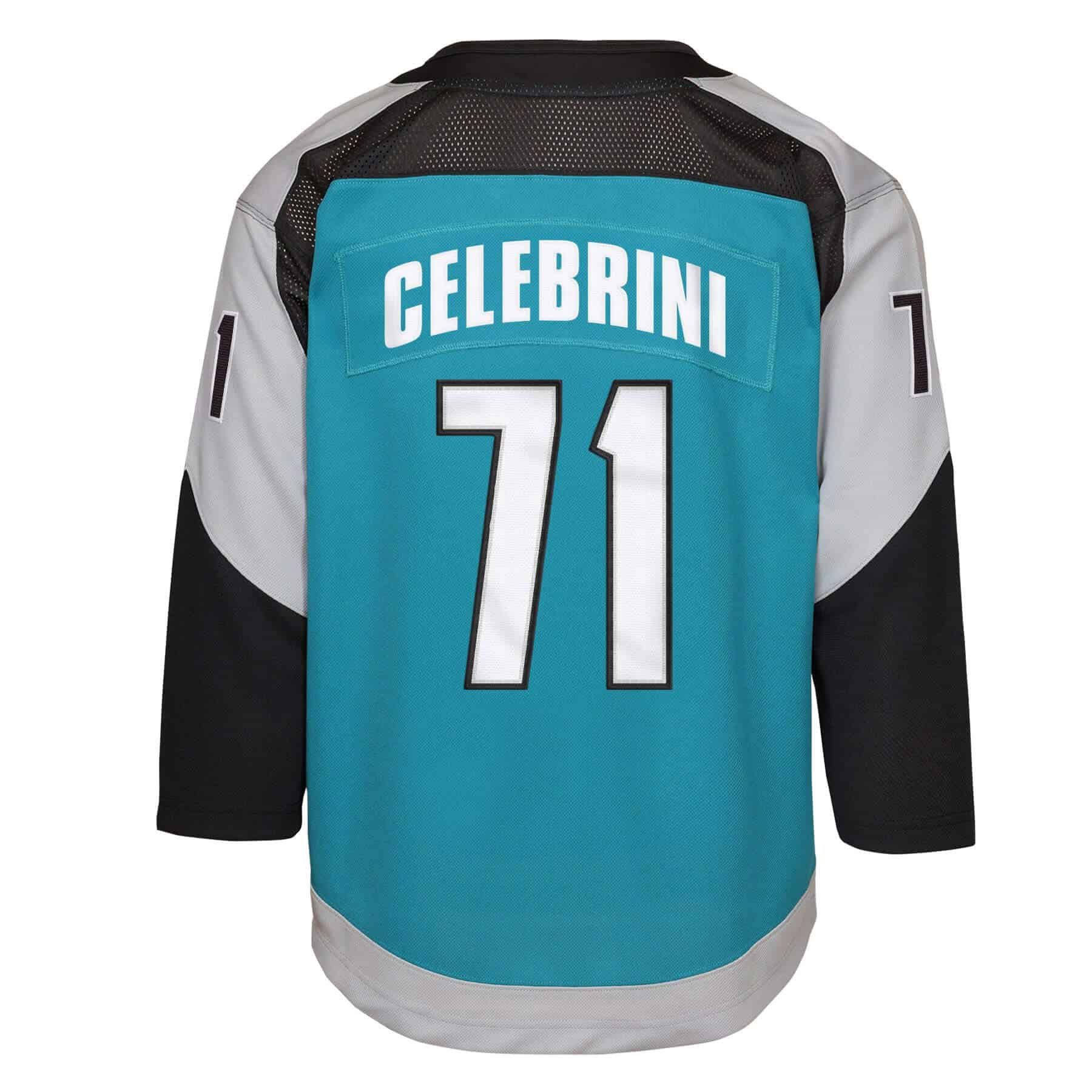 ジャグリン Youth San Jose Sharks Macklin Celebrini Alternate Teal Premier