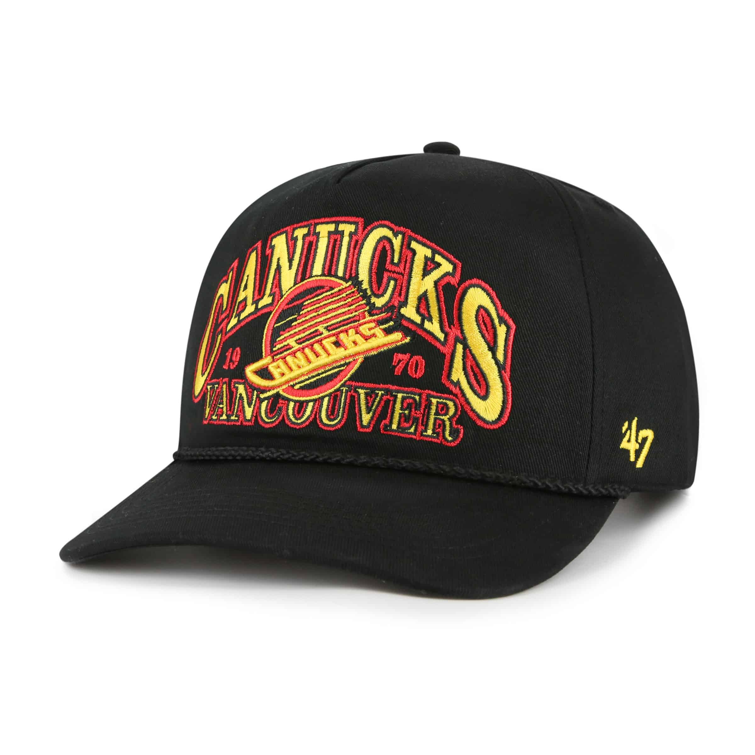 Vancouver Canucks '47 Brand Break Wood Black Hitch Adjustable Hat