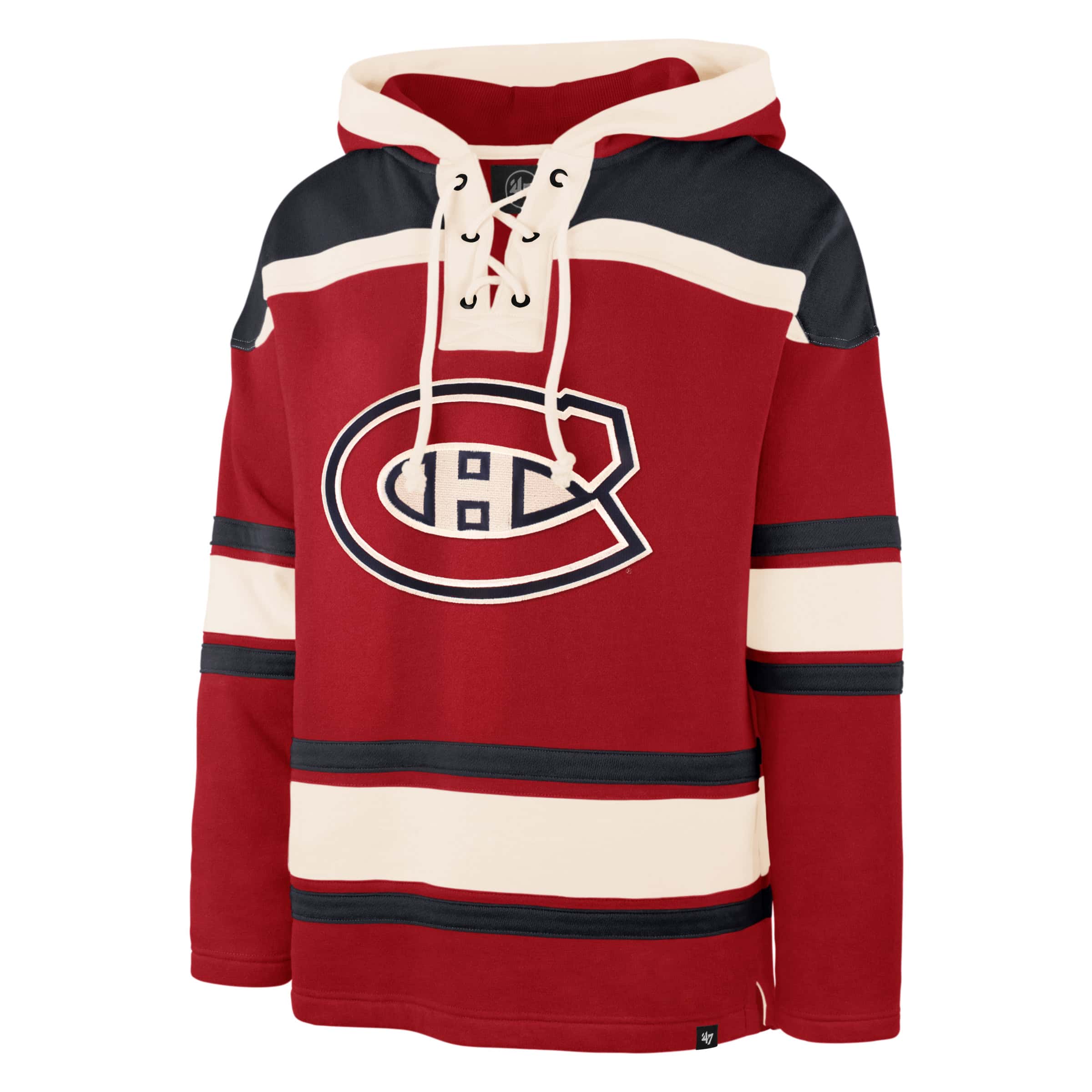 NHL1.2.3.4.5.8.17.18.24.26.27.30下12冊 Men's Montreal Canadiens '47 Brand Red Lacer Fleece Hoodie