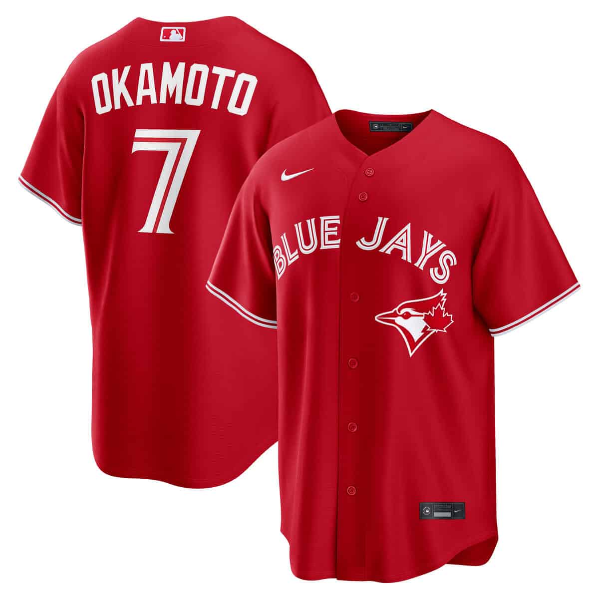 Men's Toronto Blue Jays Kazuma Okamoto Nike Red Canada Day Replica